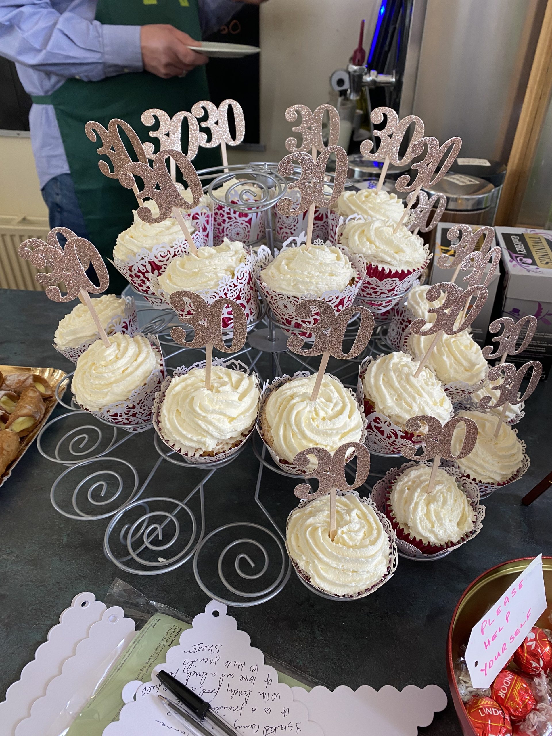 A platter of cupcakes