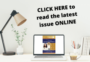 Magazine cover showing on a computer screen with the text - Click Here to read the latest issue online