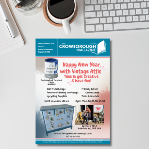 Image of The Crowborough Magazine lying on a desktop